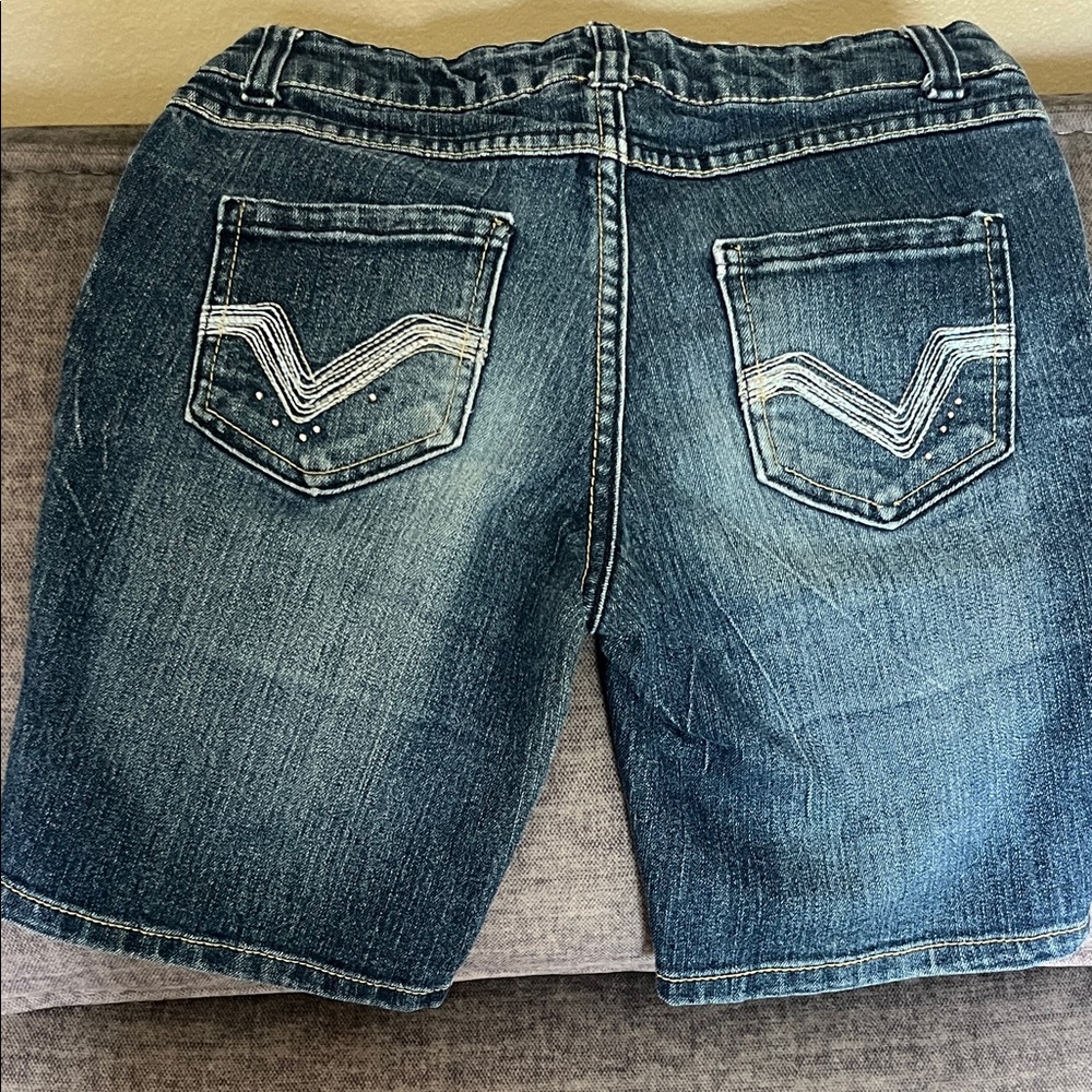 Cherokee Youth Girl's L Denim Jean Shorts Dark Wash EUC